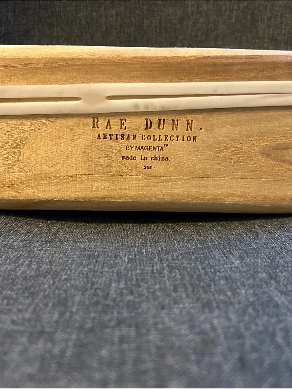 Rae Dunn White Ceramic 'Pinch Sprinkle Dash' Trio on Wooden Tray
